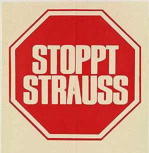 Plakette Stoppt Strauss